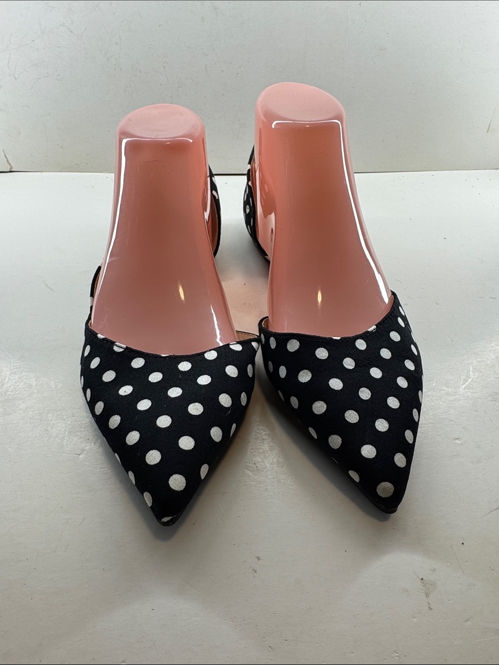 Pointed Toe Polka Dot Mule - Black/White